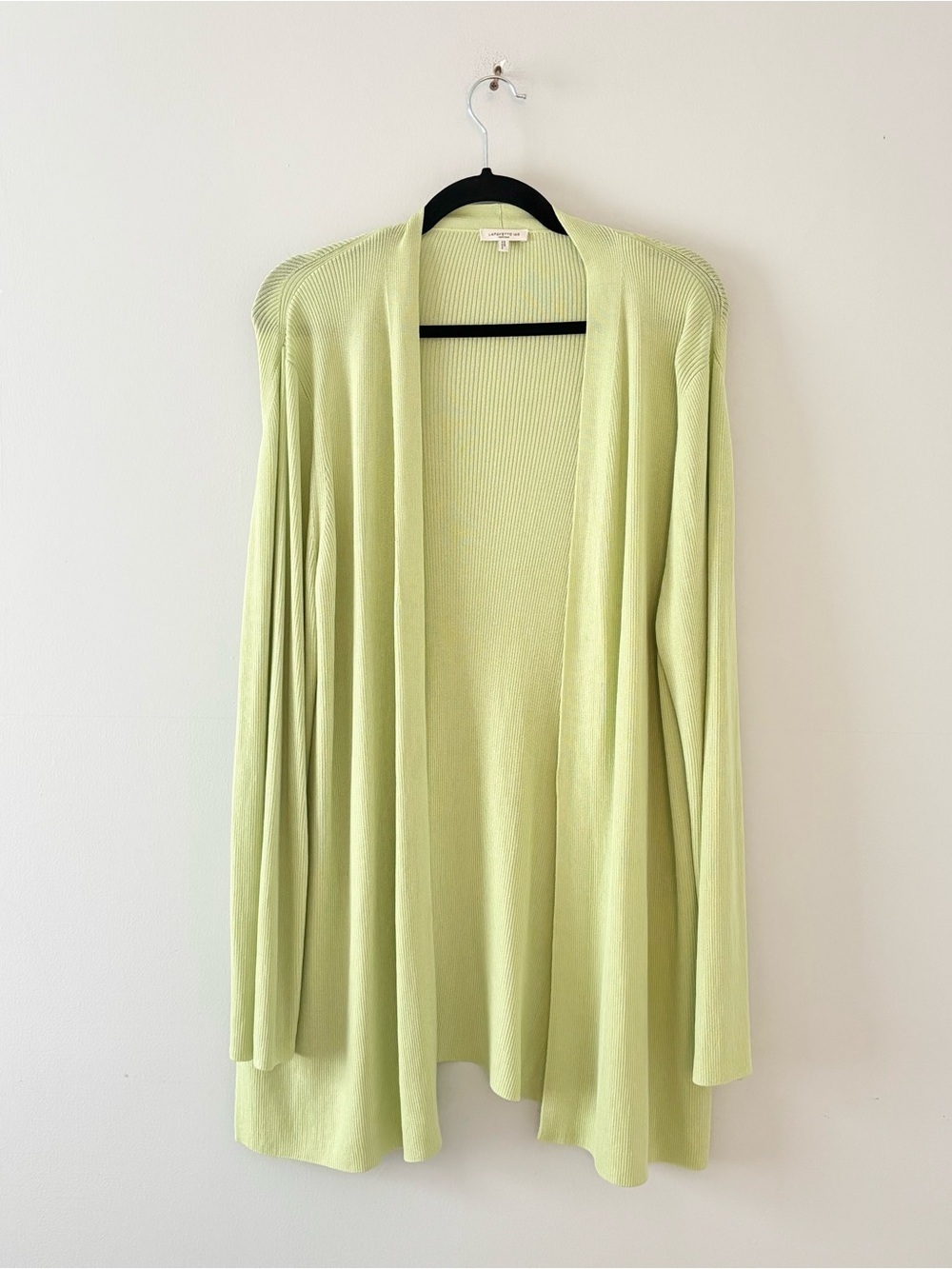 Lafayette 148 New York Fine-Spun Viole Rib Cardigan Sweater Open Lightweight